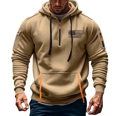 FOCLMP Hoodies Quarter Zip Fleece Lined Work Tactical Cargo Sweatshirts Loose Fit - $13.99 ($4.99 delivery)
