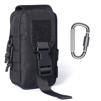 Tactical MOLLE Pouch - 1000D Nylon EDC Organizer, Compact Belt Pouch for Outdoor Gear, Hiking & Camping Accessories with Bonus Carabiner (Black) - $4.98 (Limited time deal) + FREE Shipping