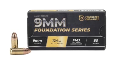 Federated Ordnance Ammo 9mm Foundation Series 124 Grain FMJ NATO 1000 Rounds - $209.99