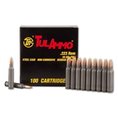 TulAmmo 223 Rem. Full Metal Jacket Polymer Coated Steel Case, 55 Grains, 3241 fps, 1000 Round Case - $212.49  ($10 S/H on Firearms)