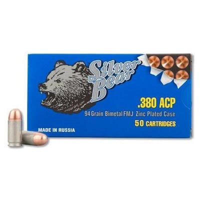 Silver Bear .380 ACP 94-Gr. FMJ 50 Rnds - $24.99 (Free S/H over $49 + Get 2% back from your order in OP Bucks)