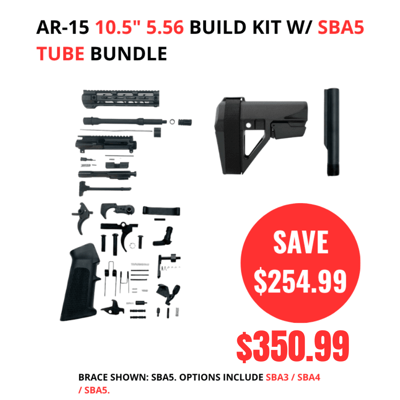 AR-15 7.5" / 10.5" Build Kit Bundle w/ SB Tactical SBA3, SBA4, SBA5 Brace + Buffer Tube – 5.56 NATO / 300 Blackout – From $350.99 - $350.99