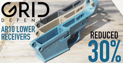 Grid Defense Stripped AR10 Lower Receivers 30% off - Labor Day Sale - $185.50