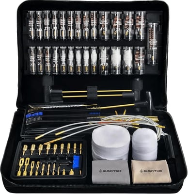 GLORYFIRE Universal Gun Cleaning Kit for Handgun Shotgun & Pistol,Elite Gun Cleaning Set with High-end Brass Brushes, Mops, Jags, Reinforced Rods and Gun Cleaning Snake&Ropes(Use code OLWATK55 ) - $59.99 + FREE Shipping