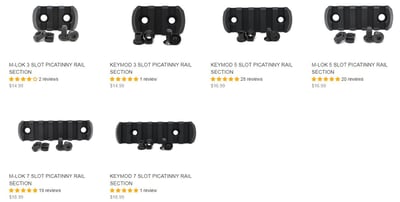STNGR USA 1913 M-LOK or KeyMod PICATINNY RAIL SECTION from $14.99 (Free S/H over $50)