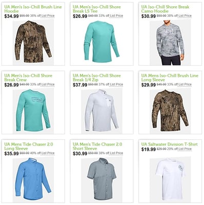Under Armour Outdoor Apparel Sale from $19.99 ($6 flat S/H or Free shipping for Amazon Prime members)