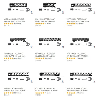 STNGR USA M-LOK Free Float Handguards from $114.99 (Free S/H over $50)