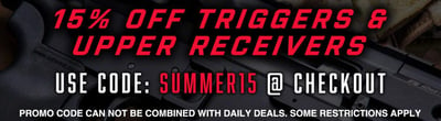 Get 15% Off All Triggers and Upper Receivers woth coupon code "SUMMER15" @ AR15Discounts