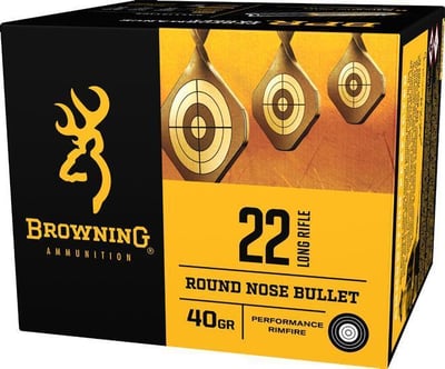 Browning BPR Performance Rimfire Ammo - 22 LR - 40 Gr - 1255 - LRN Blackened - 400 Rounds - $34.99 (Free S/H over $50)