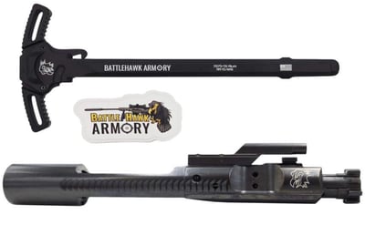 BHA Precision Complete M16 AR-15 5.56/300 Black DLC Logoed Bolt Carrier Group With AR-15 WarHammer Mod2 Black Large Lever Ambi Black Charging Handle - $129.98