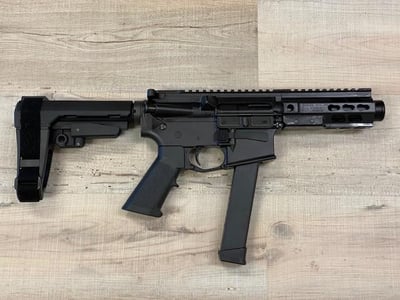 Brigade Manufacturing AR Pistol Forged Receiver 9mm 5.5" Barrel Cerakote Graphite Black + SBA3 Tactical Brace 5" Rail Mini Can - $699.95 S/H $25.95