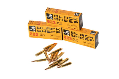 Black Sheep .223 Rem. 62 Grain FMJ Ammo - 1,000 Rounds - Brass Case - Veteran American Made - $399 + $19.95 Shipping
