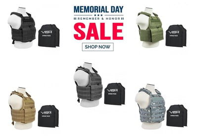 Ncstar Plate Carrier Vest With 10"X12' Level IIIA UHMWPE Shooters Cut 2X Soft Ballistic Panels 5 Colors - $129.95
