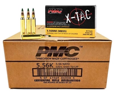 1,000 Round Case of PMC X-Tac 5.56 62gr Ammo - $419.99 