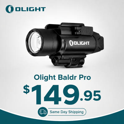 Olight Baldr Pro 1350lm Weapon Light with Green Laser & Strobe – Black - $149.95
