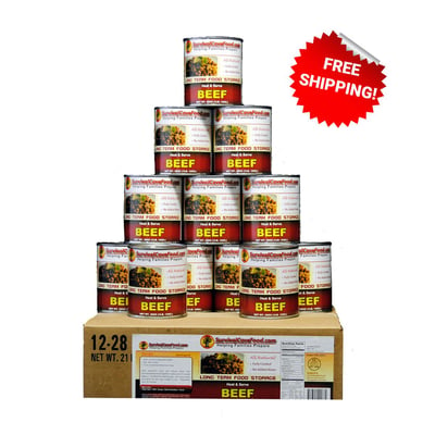 All-natural Canned Beef By Survival Cave - 12 Can Box (28 Oz Each) - $269.95 shipped