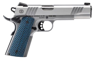 Bersa 1911 Stainless .45 ACP 5" Barrel 8-Rounds w/ Blue VZ Grips, Night Sights - $649.99 ($19.99 S/H on Firearms / $15.99 Flat Rate S/H on ammo)