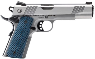 Bersa 1911 Stainless .45 ACP 5" Barrel 8-Rounds w/ Blue VZ Grips, Night Sights - $599.99 (S/H $19.99 Firearms, $9.99 Accessories)