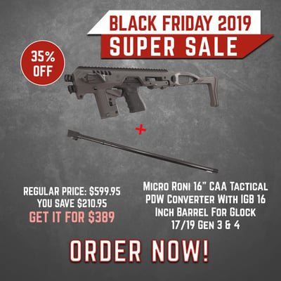 Micro Roni 16" CAA PDW Converter With IGB 16 Inch Barrel for Glock 17/19 Gen 3 & 4 - $389