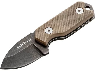 Backorder - Boker Knives Lil Friend Micro Fixed Blade Knife 1.375" Drop Point 440 Black Blade G-10 Handle Tan - $18.39 (Free Shipping on $100+ Orders)