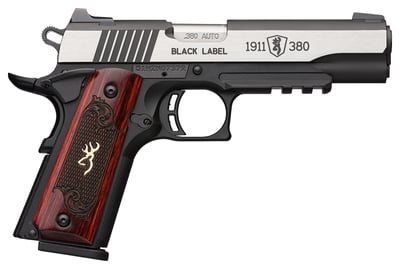 Browning 1911-380 Black Label Black/Stainless .380 ACP 4.25" Barrel 8-Rounds - $810.30 (Add To Cart)