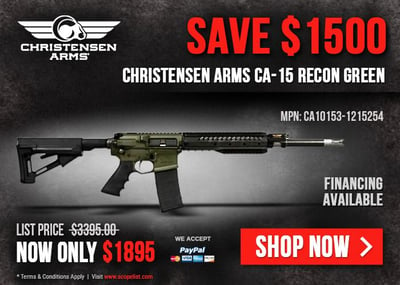 Christensen Arms CA-15 Recon .223 Wylde 5.56 NATO Green Rifle - Save $1500 - Free S&H - $1895