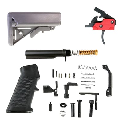 Finish your Rifle Lower Kit: Davidson Defense "Butch" Ultra Match AR-15 Curved Drop-In Trigger + KAK AR-15 "Lite" Lower Parts Kit + Mil-Spec Heavy-Duty 6-Position Buffer Tube Kit + Gauntlet Arms SOPMOD Style Collapsible Stock - $139.99 (FREE S/H over $120)