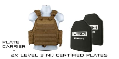 VISM *NIJ Certified* Level 3 Ballistic Hard Panel x2 + VISM Plate Carrier Tan - $229.99 shipped with code "freeship2024"