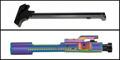 BCG + Charging Handle Combo: AR-15 M4 Charging Handle Mil-Spec Quality + Recoil Technologies BCG, PVD Rainbow Finish, M16, 5.56/.223, 9310 Bolt, Machined Extractor BCG - $99.99