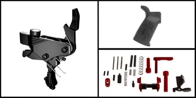 Trigger Upgrade Kit: AR-15 LPK W Ambi Safety - Minus FCG + Grip - Red + Hiperfire PDIBLK Drop-In Trigger - Black + Spike's Pro Grip - $224.99 