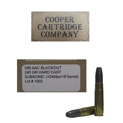 Cooper 300 AAC Blackout Subsonic 245 Gr Hard Cast Ammo 20 Rnds - $17.95