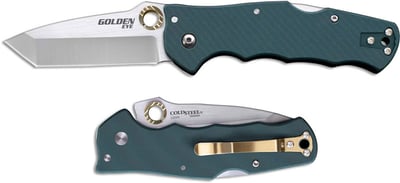 Cold Steel Golden Eye Folding Knife Green G-10 Handle Satin Finish S35VN Stainless Steel 3.50" Tanto Tip Plain Edge - $88.85