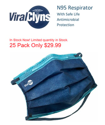 ViralClyns N95 Respirator Mask M\L - Box of 25 - $29.99 (Free S/H)