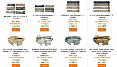 Cerakoted Uppers, Lowers, & Handguards from $67.95