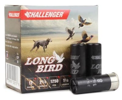 Challenger Long Bird 12 Gauge 2.75" 1-1/8 oz 8 Shot Case - 250 rounds - $79.79 with code SPRING5