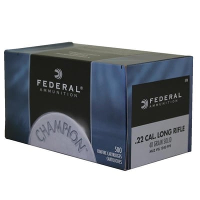 Federal Champion Target - High Velocity .22LR 40gr Solid 50/Box - $3.22 (Buyer’s Club price shown - all club orders over $49 ship FREE)