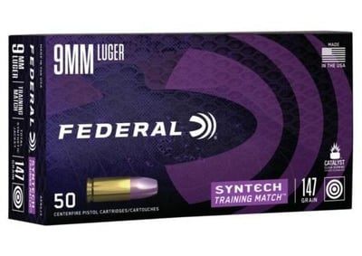 Federal Syntech Training Handgun Ammunition 9mm Luger 147 gr TSJ 1000 fps 50/ct - $17.99 