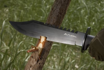 FLISSA Survival Hunting Knife with Sheath, 15" Full Tang Fixed Blade Sharpener & Fire Starter - $14.98 + FREE Shipping