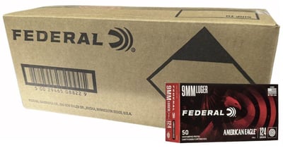 Federal AE9AP American Eagle 9mm Luger 124 gr Full Metal Jacket (FMJ) Ammunition 1000 rd Case + Free Shipping - $229.99 