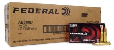 Federal American Eagle 308 Winchester 150 Grain FMJ - 500 Rounds Case - $590.69 