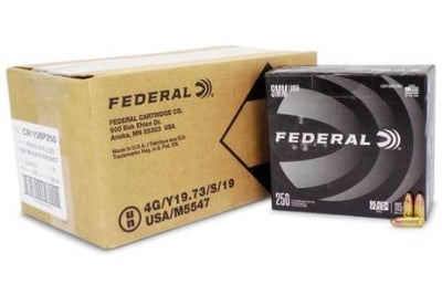 Federal American Eagle Black Pack 9mm 115 Gr FMJ Case - 1000 Rd - $209.14 after code 6PGIFT 