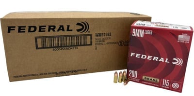 Federal WM51992 Champion Training 9mm Luger 115 gr Full Metal Jacket (FMJ) 1000rd CASE - $229.99 
