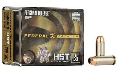 Federal Premium Personal Defense 200 gr HST Jacketed Hollow Point 10mm Ammo, 20/box - $24.99 