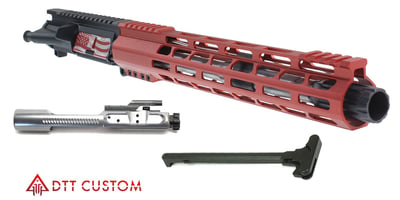 DTT Customs "Franklin" Aero AR-15 Upper + 11.5" 5.56 Barrel + 12" Red MLok Handguard + Silver BCG + Charging Handle - $259.99