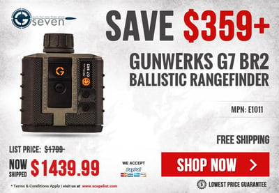 Gunwerks G7 BR2 Ballistic Rangefinder E1011 Now Available At Best Price - Savings Of $359.01 + Free Shipping! - $1439.99