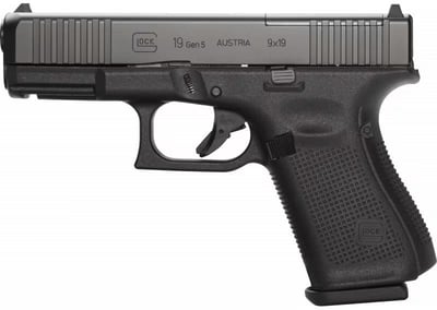 Glock 19 Gen 5 9mm MOS Semi-Auto Pistol Fixed Sight15 Rnd W / FRONT Serrations - $579.99 
