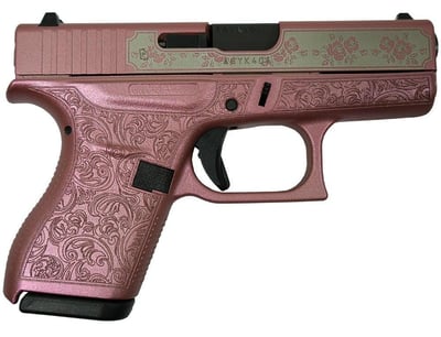 Glock 42 Custom "Glock & Roses Medusa Pink" .380 ACP 3.2" Barrel 6-Rds - $491.99 ($19.99 S/H on Firearms / $15.99 Flat Rate S/H on ammo)
