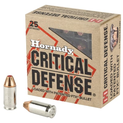 Hornady Critical Defense 380 Auto / ACP Ammo 90 grain FTX 125 Rounds (5-25 rd boxes) - $99.99 
