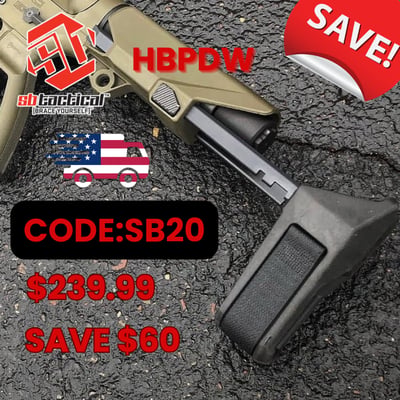 SB Tactical HBPDW 556/300BLK Pistol Stabilizing Brace, Black - $239.99(CODE:SB20)