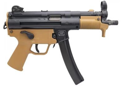 Heckler and Koch SP5K-PDW, Semi-Auto 9mm Pistol, 5.83" Threaded Barrel with Tri Lug Adapter & 2 30-Rd Mags, FDE/Black - $3049.99 (See Price In Cart) 